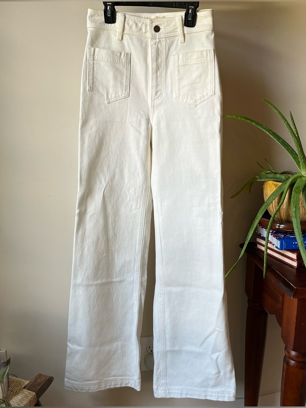 Sézane 70s wide leg denim trouser highrise jeans size 36